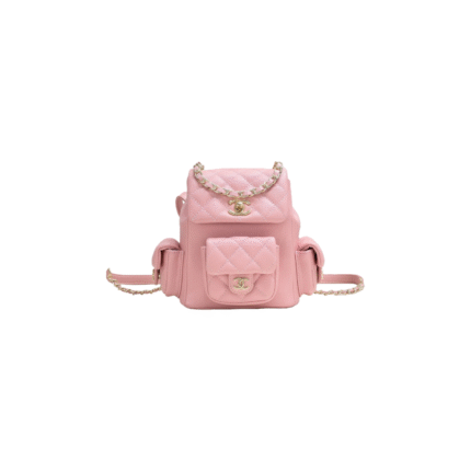CHANEL Pink Green Double-Strap Small Backpack