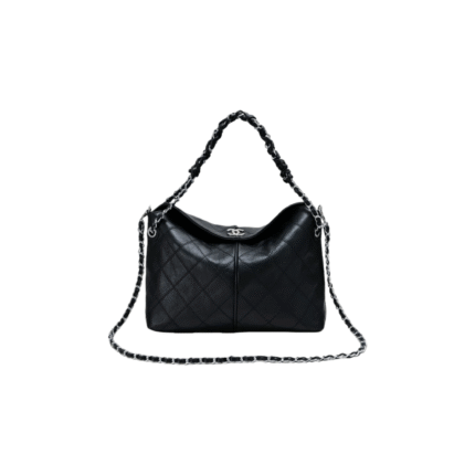 CHANEL Vintage Black and Silver Underarm Tote Bag