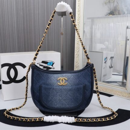CHANEL 横板牛仔布链条手袋